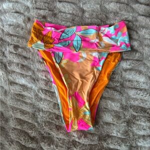 Aerie Floral Bikini Bottom in Pink and Orange